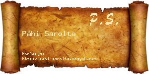 Páhi Sarolta névjegykártya
